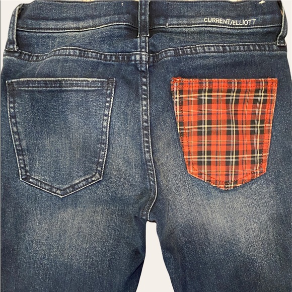 Current/Elliott The Stiletto Erwin Plaid Distressed Skinny Ankle Jeans Sz 25 VGC - Picture 4 of 7